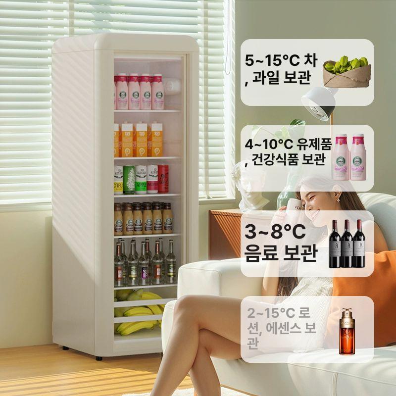 음료수 가정용 냉장고 거실 사무실 투명 냉장 신선 주류 [완전 냉장] 밀키화이트 72L - 상세 이미지 3