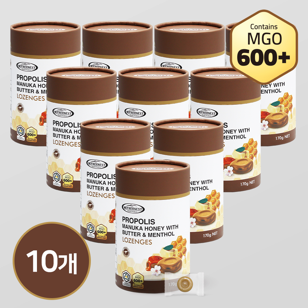 마더네스트 호주산 프로폴리스 마누카허니 버터멘톨 캔디 (MGO600+) 170g, 10개 - 상품 이미지