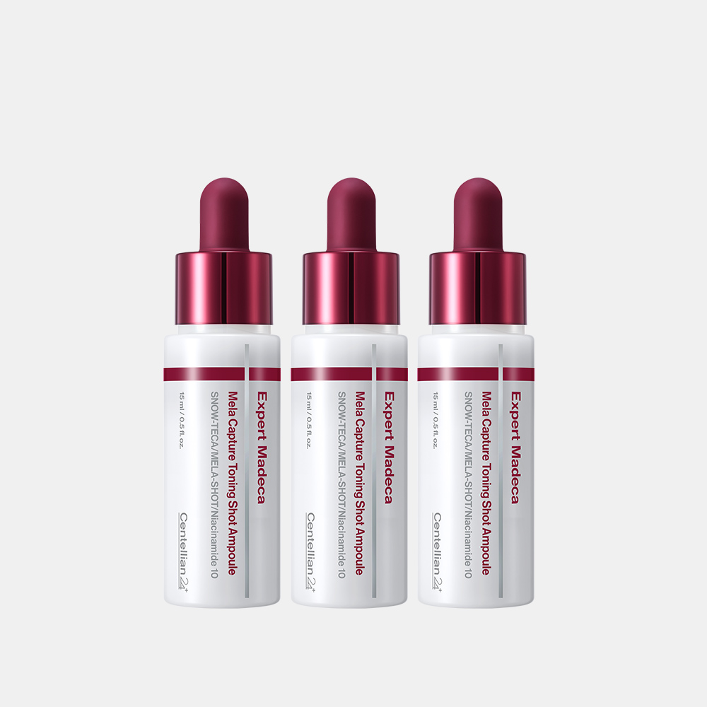 동국제약 센텔리안24 마데카 멜라캡처 토닝샷 앰플 15ml 3개 / 기미 잡티 멜라닌 피부 미백에 도움, 나이아신아마이드 마데카멜라캡쳐 - 상품 이미지