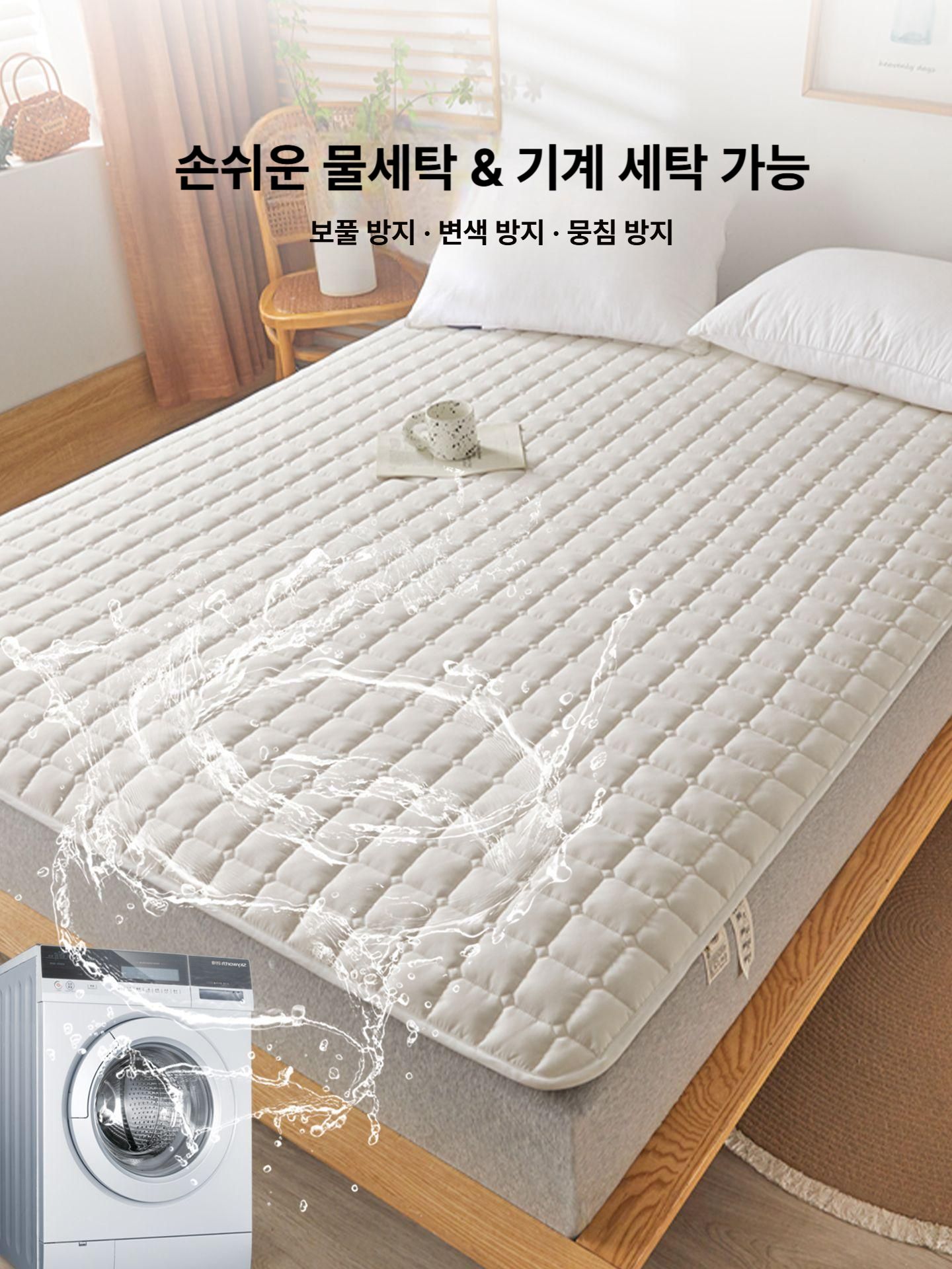 침대 매트 순면 얇고 미끄럼방지 침실 바닥 이불커버 - 상세 이미지 5