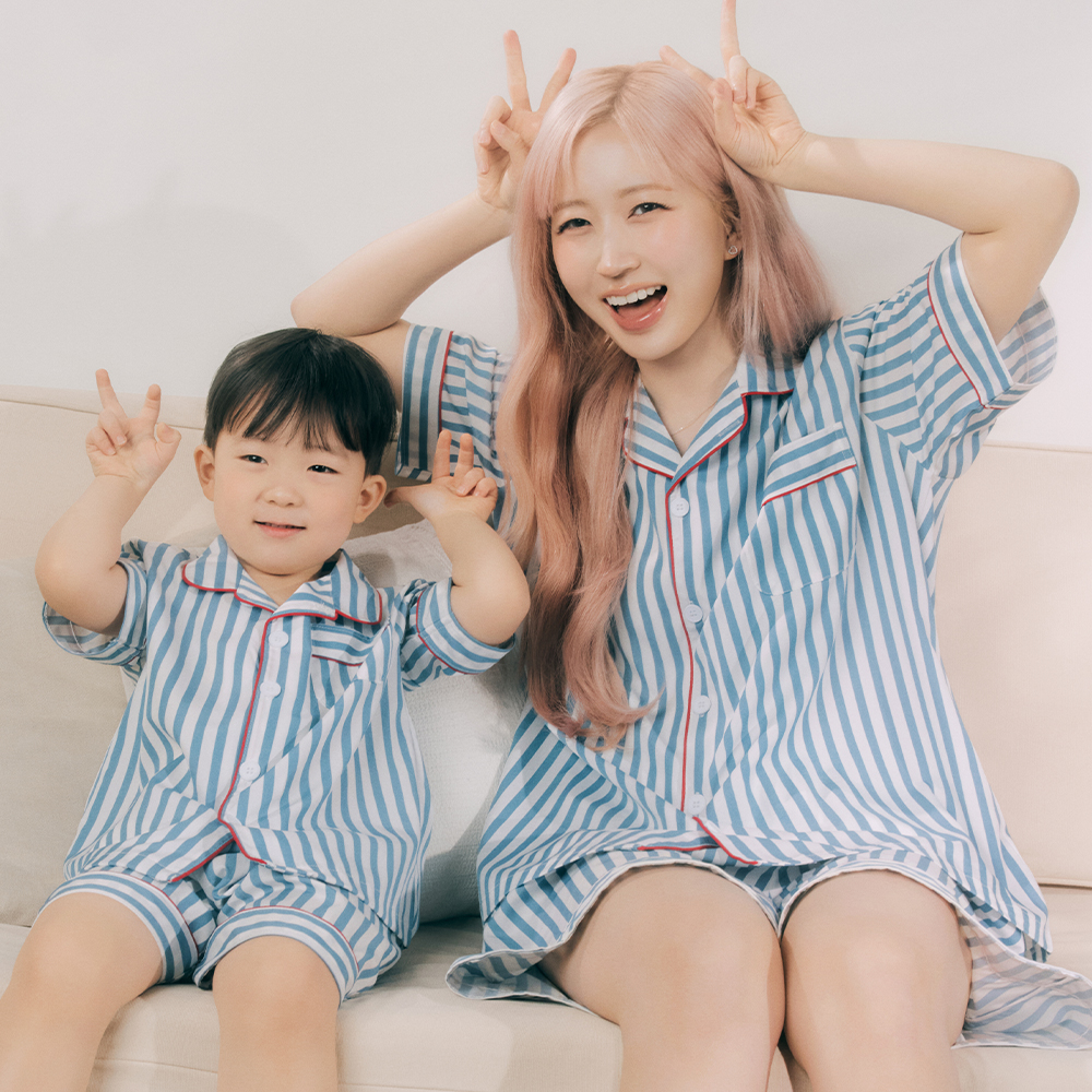 [2PACK] 실크핏 토브 반팔 패밀리 잠옷 세트(성인1+키즈1) - 상품 이미지