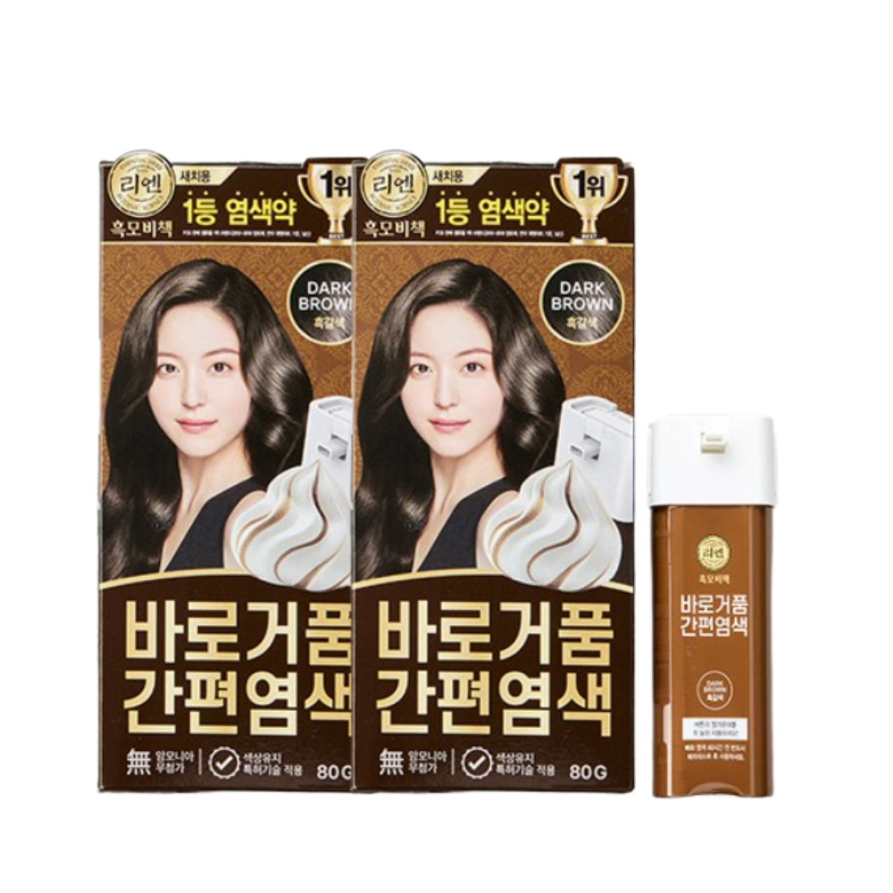 리엔 흑모비책 바로거품 간편 새치염색 80g 흑갈색 x2개 - 상품 이미지