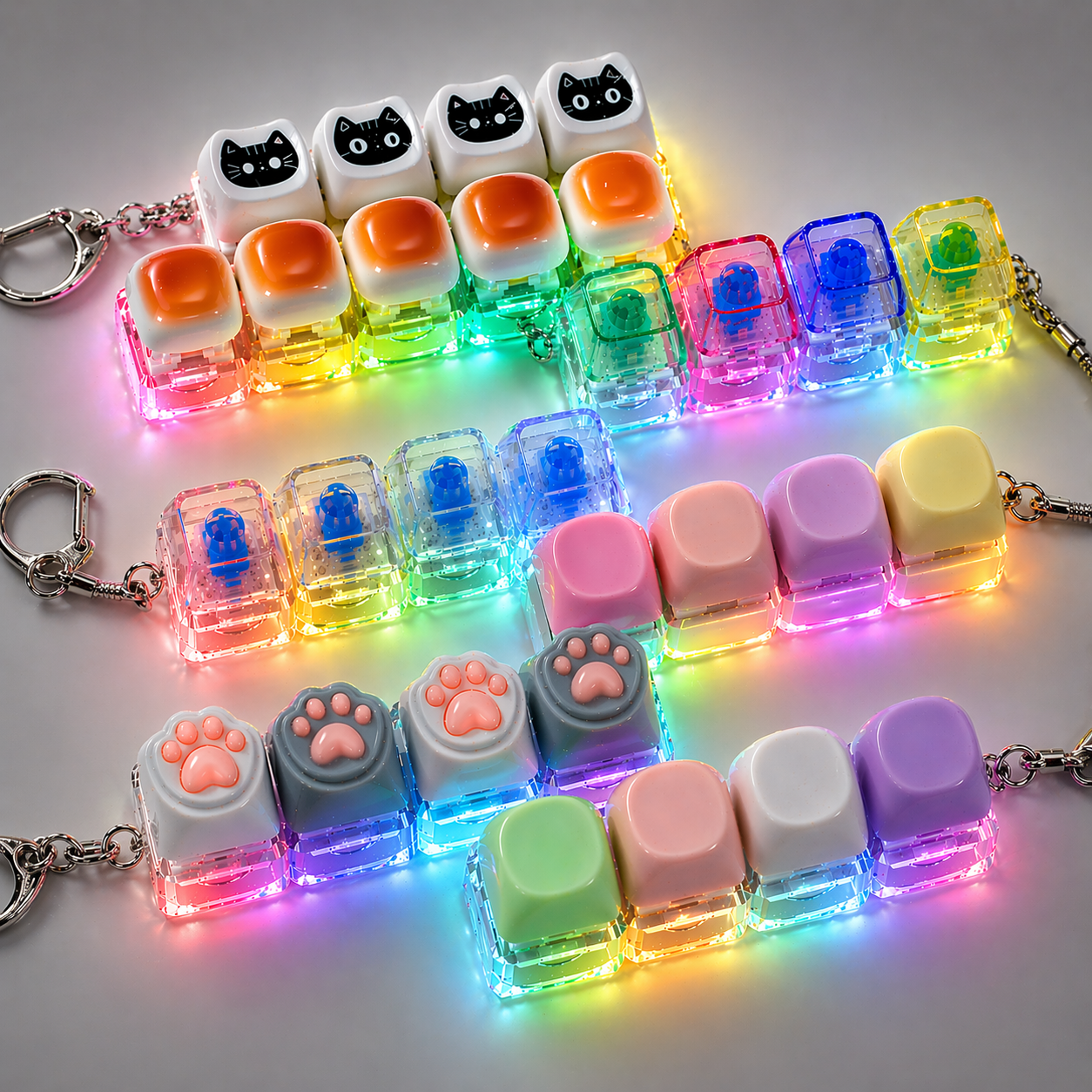 LED 키보드 키캡 키링 청축 키보드 클릭커 스트레스 해소