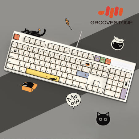 엠스톤 그루브스톤 GV10 키보드 검은고양이2, 저소음 밀키S축, 38g