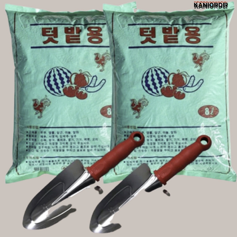 주말농장 퇴비 8L2봉 비료 모종삽 2세트 발효 딸기 양파 밑거름 - 상품 이미지