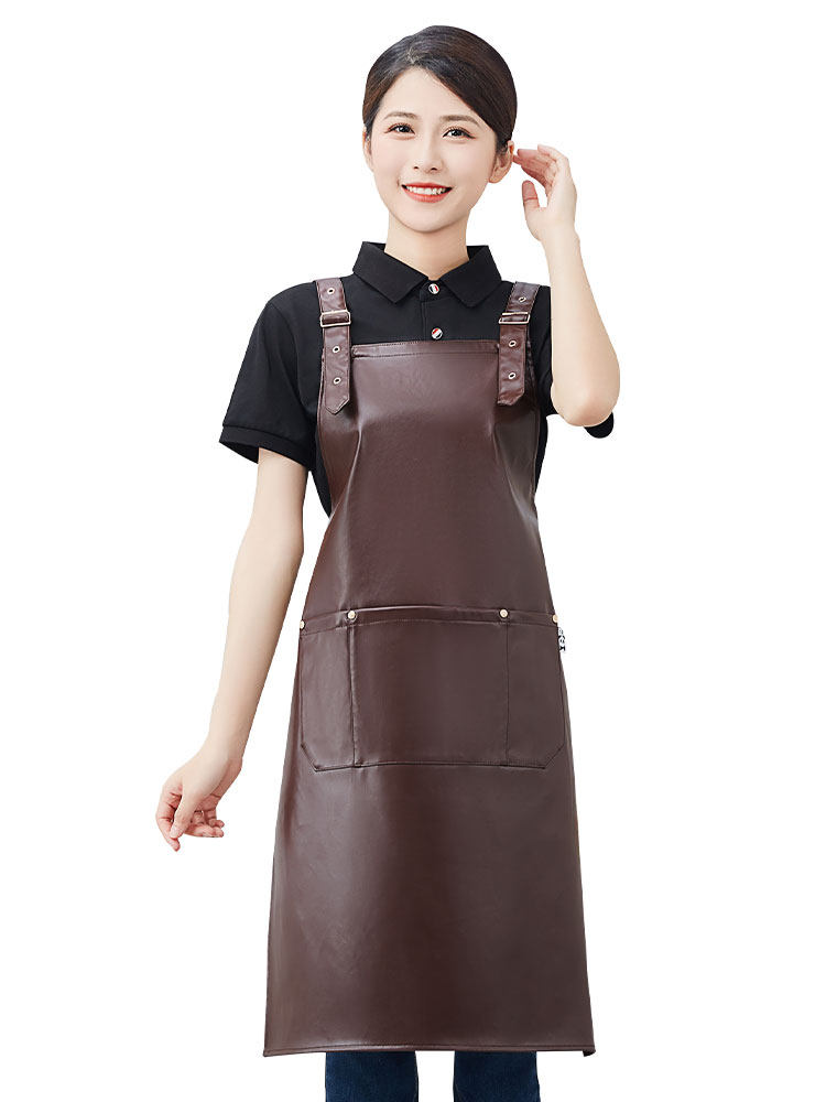 애견미용복 방수 애견 미용사 작업복 인조 가죽 실습복 앞치마 다크 브라운 이미지 6