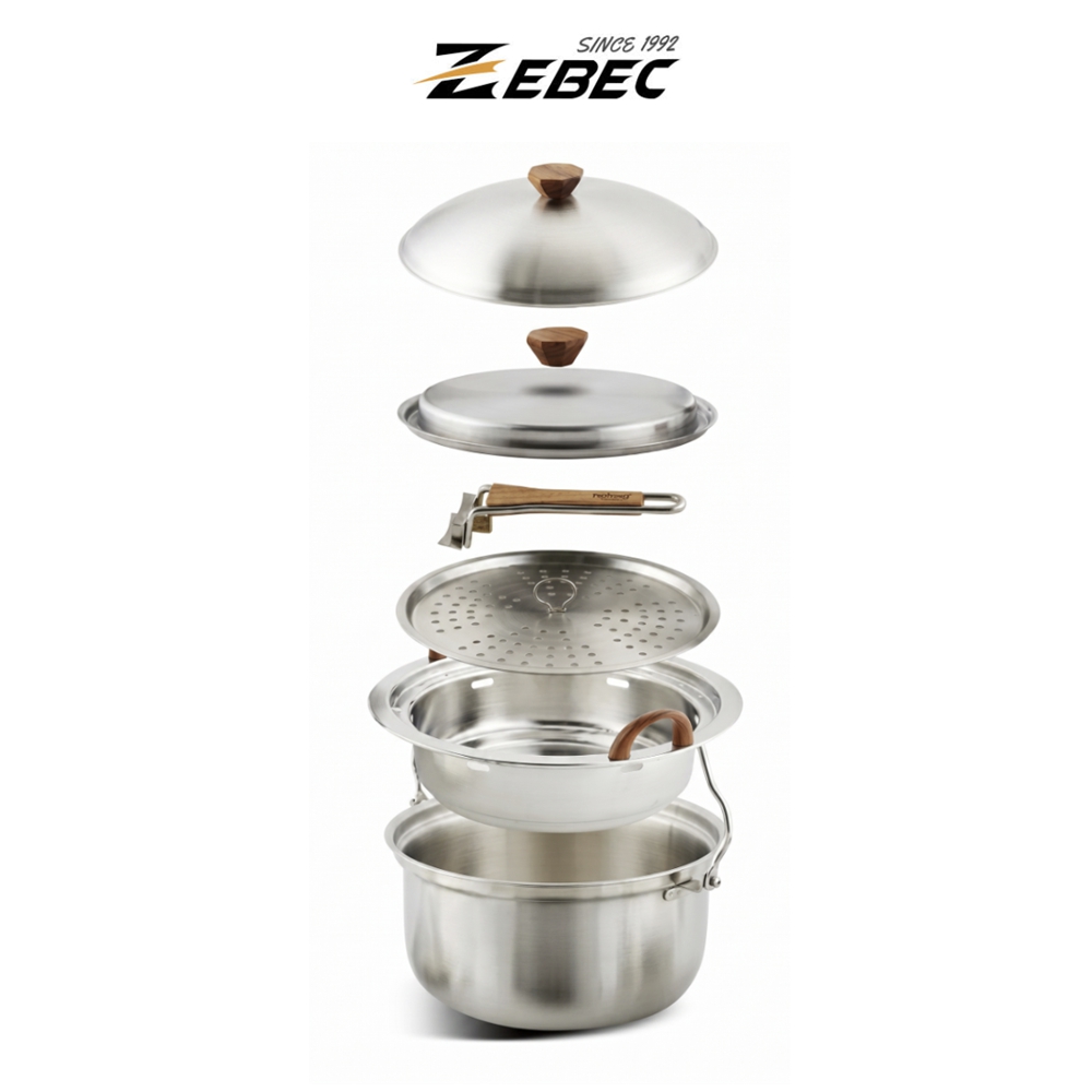 ZEBEC 투하프 웰빙쿠커 찜기 코펠 냄비 스텐 캠핑식기 통3중 이미지 6