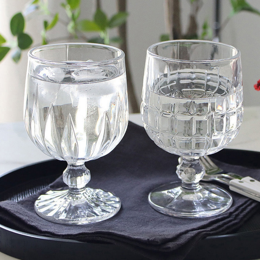 1+1 빈티지 고블렛 유리컵 홈카페 플랫화이트 아인슈페너 커플 냉커피잔 240ml, 2개, 미라지 - 상세 이미지 2