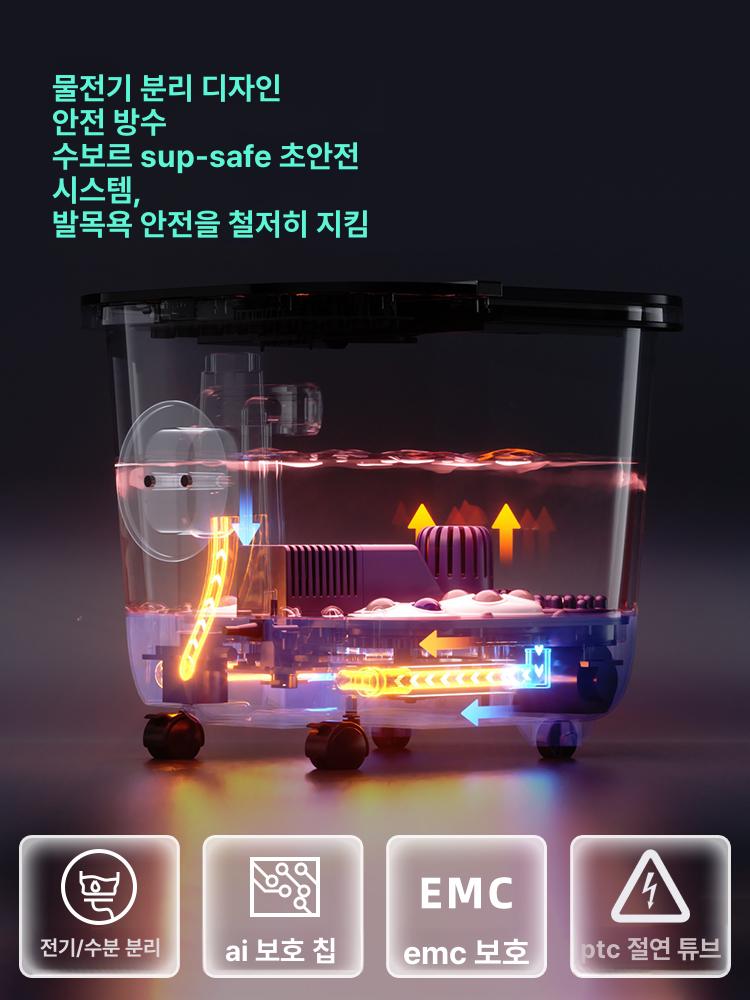 가정용 전동 자동 온열 마사지 족욕통 깊은 발욕기 스마트 족욕기 블루 (베이직 스팀) [밀폐형 스팀 발관리] 이미지 6