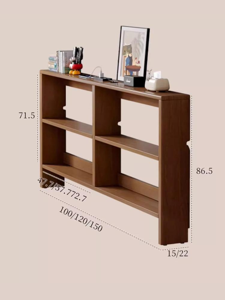 쇼파 뒤 틈새선반 침대 테이블 좁고긴 거실 수납장 라이트월넛 100x10x70 자가조립 - 상세 이미지 4