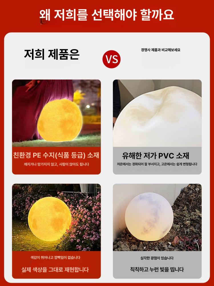 태양광 조명 보름달 야외 인테리어 대형 충전식 정원등 바닥 실외 잔디등 라이트 - 상세 이미지 3