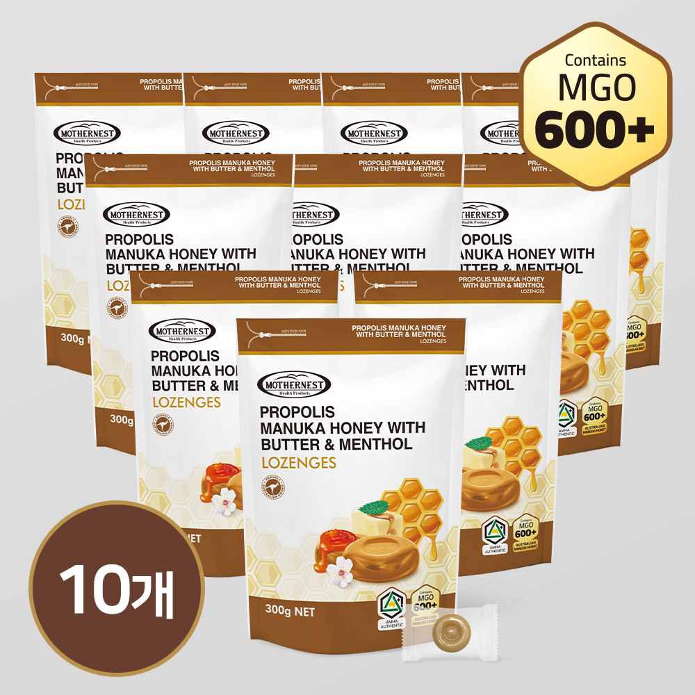 마더네스트 호주산 프로폴리스 마누카허니 버터멘톨 캔디 (MGO600+) 300g, 10개 - 상품 이미지