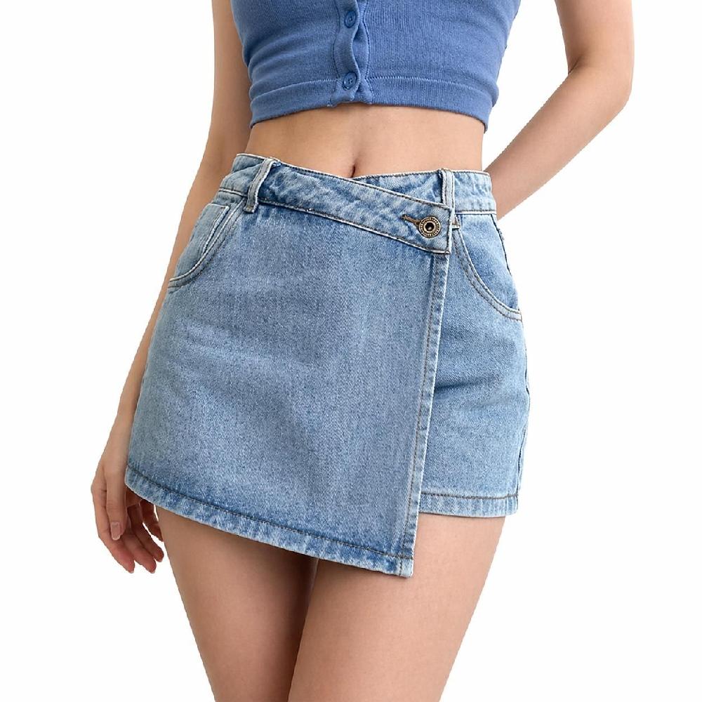 데님치마바지 하이웨스트 랩스커트 큐롯팬츠 빅사이즈 - 상품 이미지