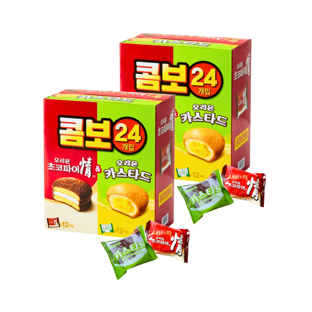 오리온 콤보 대용량 초코파이정 12입+카스타드 12입 x2박스 (총48봉) - 상품 이미지