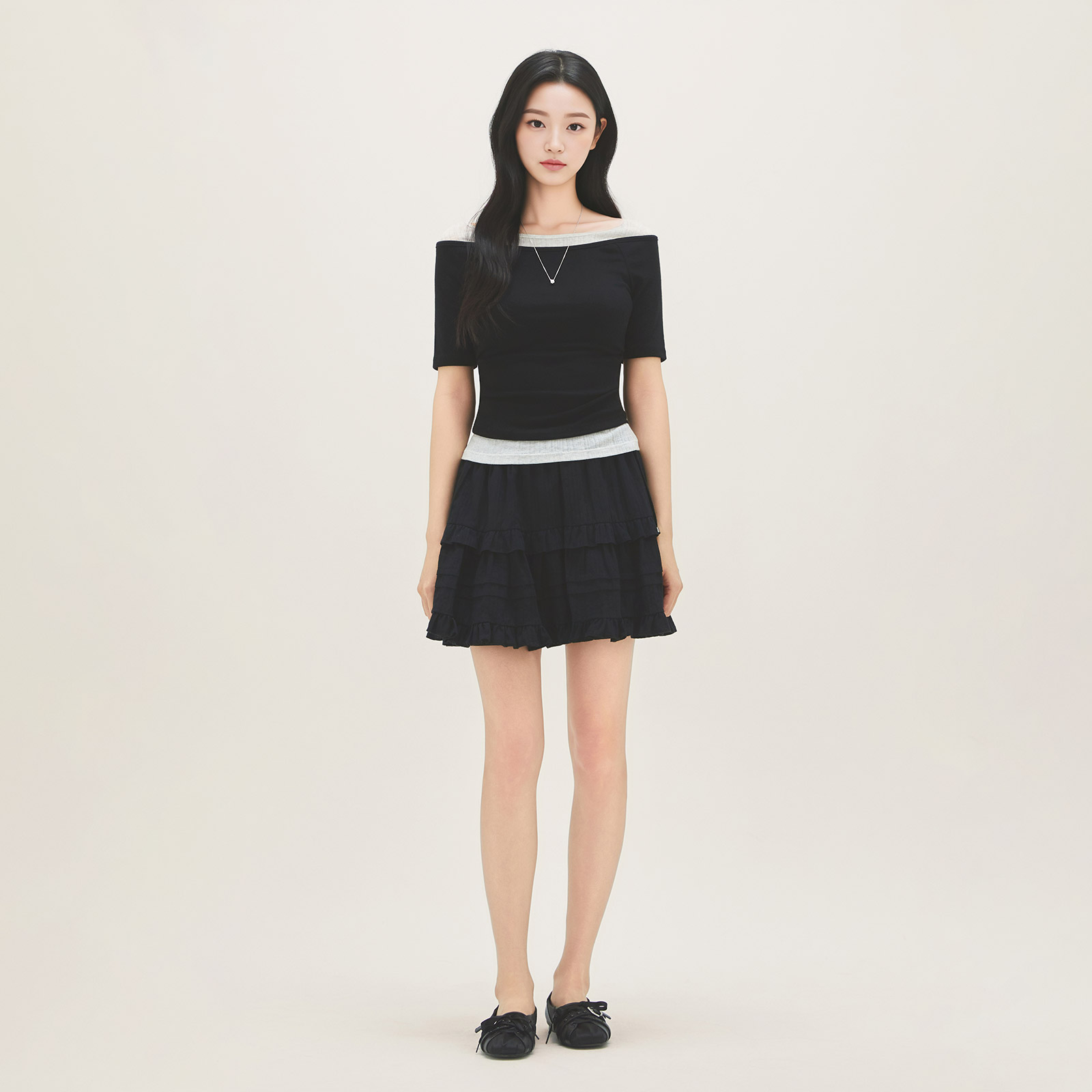 로엠 배색 레이어드 티셔츠 RMHWG24RT1 이미지 6