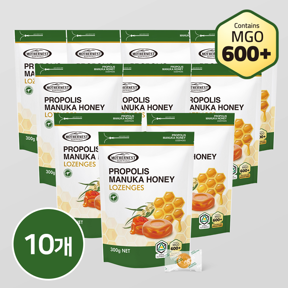 마더네스트 호주산 프로폴리스 마누카 허니 로젠지스 캔디 (MGO600+) 300g, 10개 - 상품 이미지