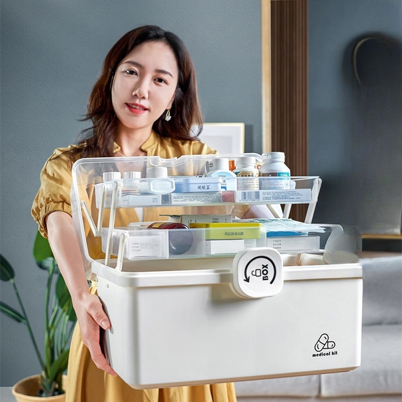 초대형 약 상자 대용량 구급함 응급 용품 보관함 휴대용 가정용 사무실 차량용 다용도 - 상품 이미지