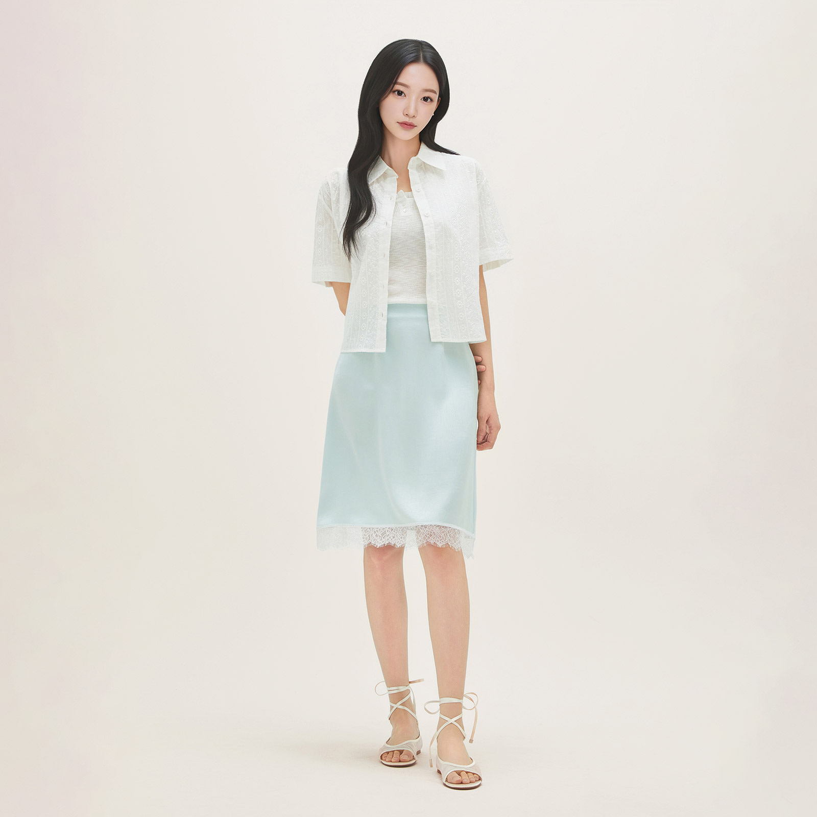 로엠 아일렛 반팔 셔츠 RMYWG25R13 - 상세 이미지 2