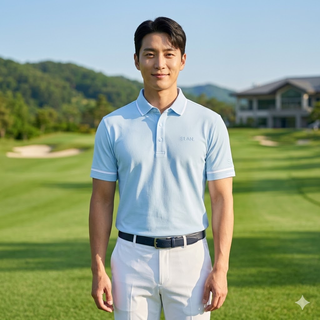 헤지스골프 여름 남성 골프웨어 데일리 캐쥬얼룩 스판 카라 골프 반팔티셔츠 - 상품 이미지