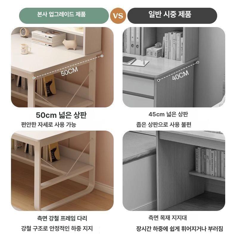 중학생 책상 고등학생 원룸 간이 스터디데스크 오크 조립식 공부 컴퓨터책상 - 상세 이미지 3