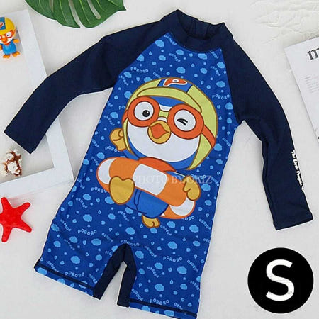 뽀로로 봉봉 수영복 블루 S 바디 슈트 일체형 래쉬가드 물놀이 피앤디