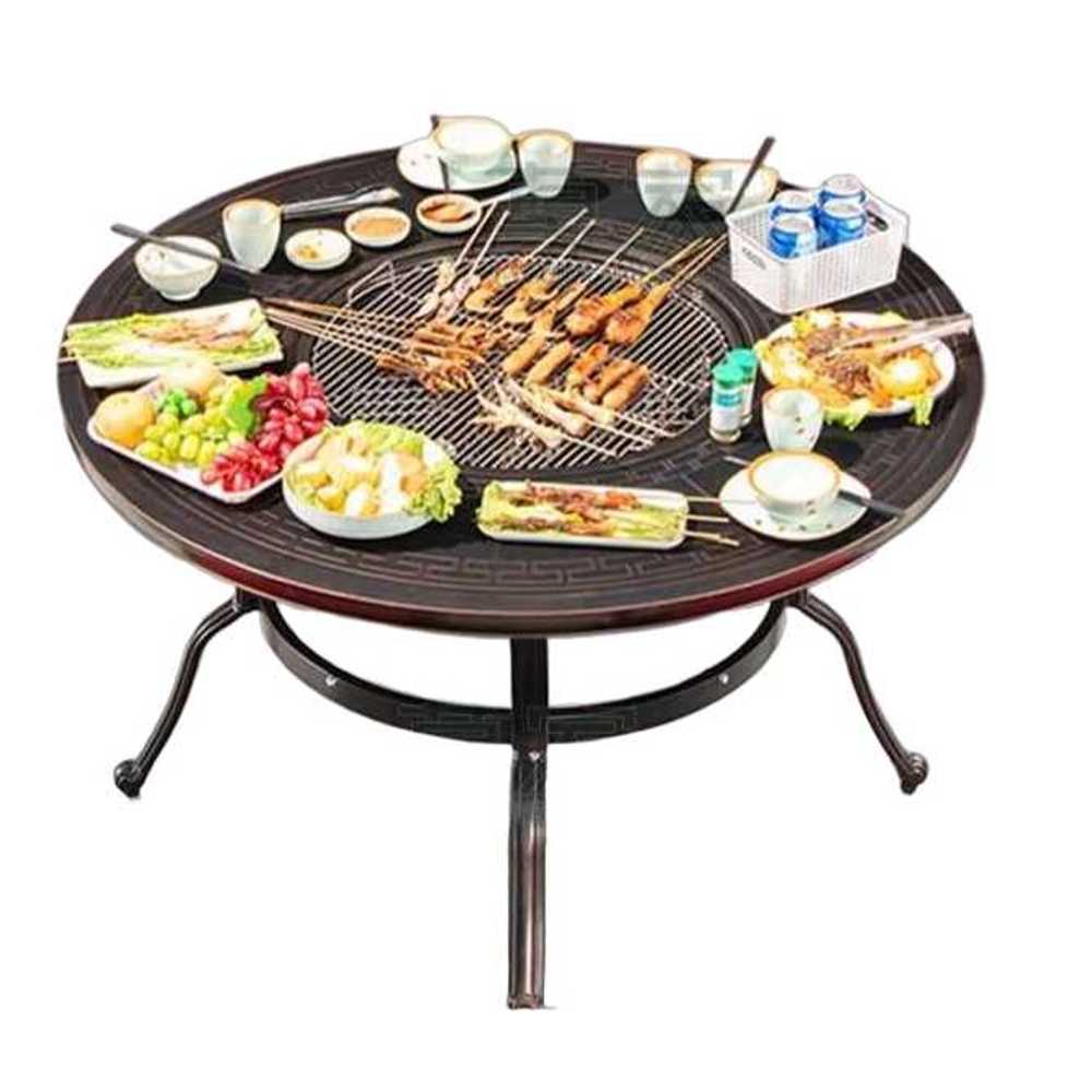 원형 화로 테이블 캠핑 식탁 그릴 야외 테라스 바베큐 90cm 무늬 - 상품 이미지