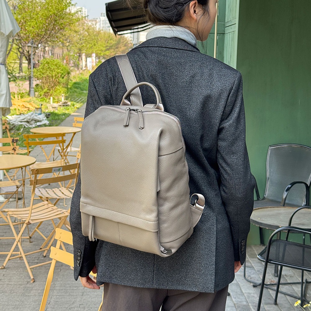 천연 가죽 고급 백팩 여대생 직장인 엄마 나들이 외출 여행 클래식 소가죽 백팩 - 상세 이미지 4