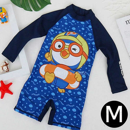 뽀로로 봉봉 수영복 블루 M 바디 슈트 일체형 래쉬가드 물놀이 피앤디