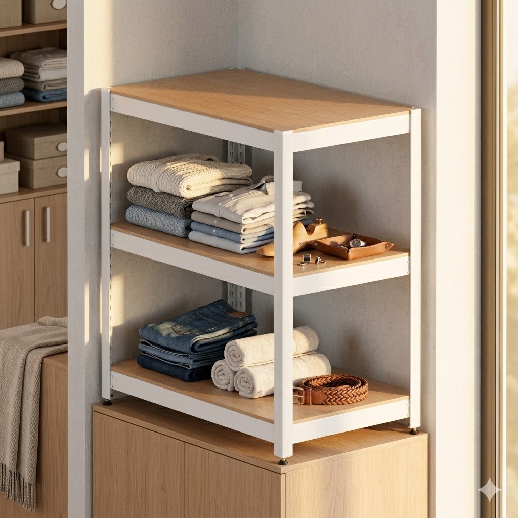 높이 2100 mm 210 cm 3단 수납장 가로 1200 깊이 700 화이트 높이 조절 공작소 조립식 철제 수납가구 에어컨 코스트코 큰 콘솔장 제작 가구 - 상세 이미지 3