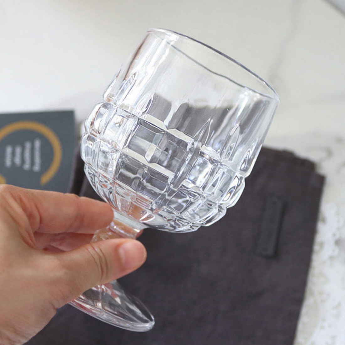 1+1 빈티지 고블렛 유리컵 홈카페 플랫화이트 아인슈페너 커플 냉커피잔 240ml, 2개, 미라지 - 상세 이미지 3