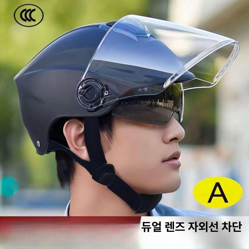 여름용 헬멧 오토바이 화이트 경량 하프페이스 UV차단 무광블랙 바이크용 모터사이클 - 상세 이미지 3