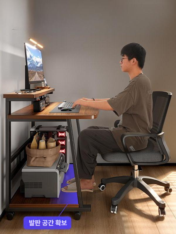 컴퓨터테이블 1인 데스크탑 무소음 오피스텔 노트북 사무용 간이 거실 선반 컴퓨터책상 미니멀 - 상세 이미지 3