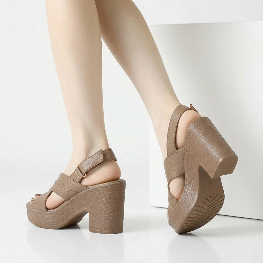 좋으니 폭신 발편한 키높이 가죽 찍찍이 가보시 통굽 샌들 힐 8.5cm 이미지 8