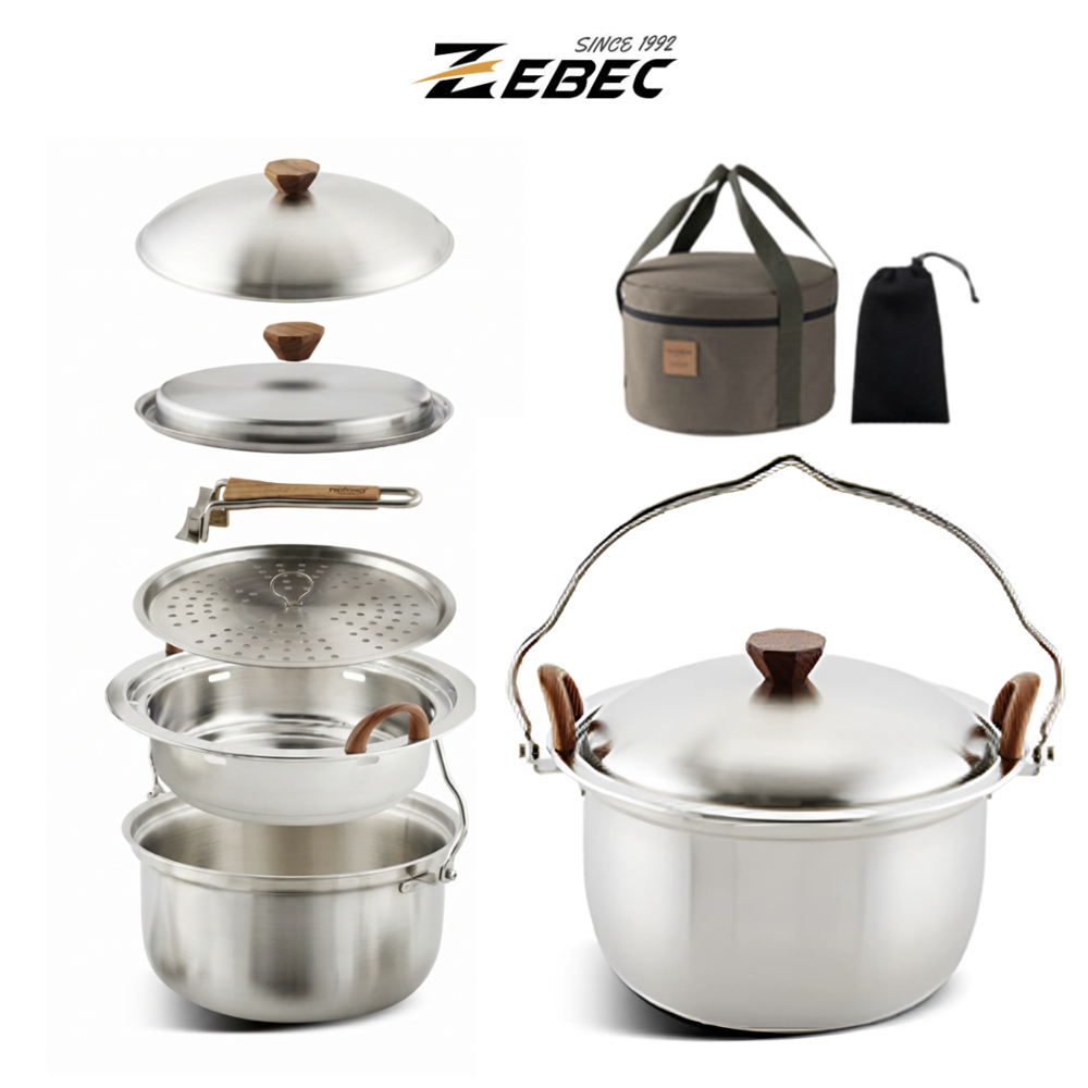 ZEBEC 투하프 웰빙쿠커 찜기 코펠 냄비 스텐 캠핑식기 통3중 - 상품 이미지