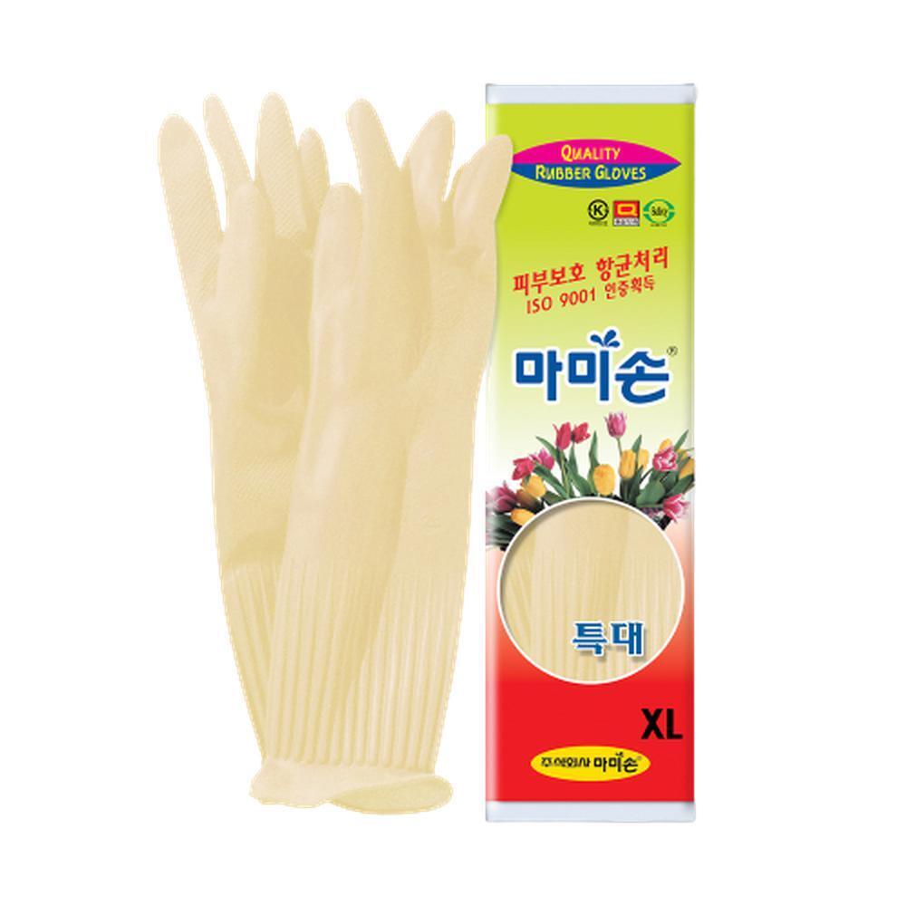라텍스 고무장갑 방수장갑 피부보호 처리 특대 미색