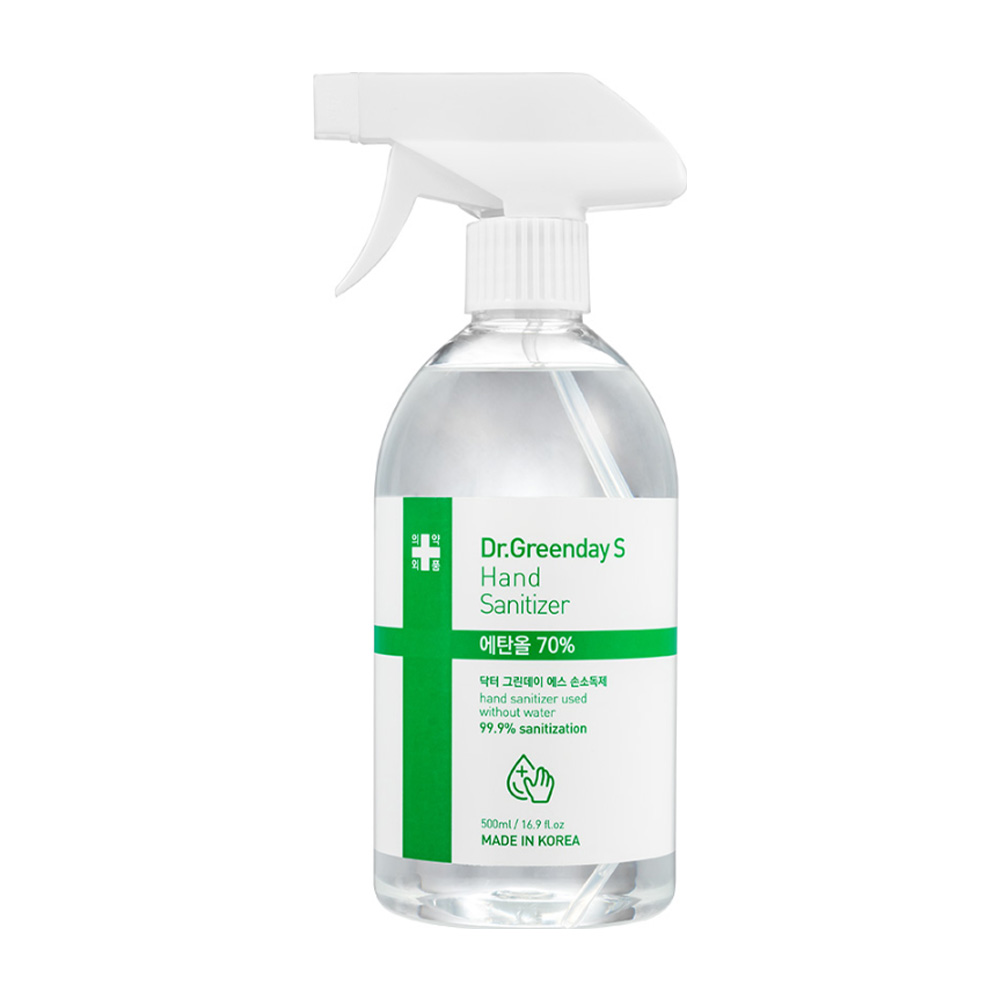 식약처허가 의약외품 닥터그린데이 뿌리는 손소독제 에탄올 70% 함유 500ml, 1개 - 상품 이미지