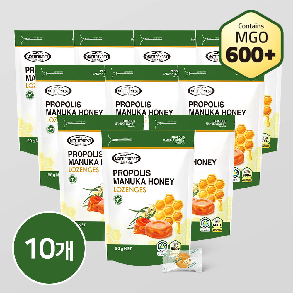 마더네스트 호주산 프로폴리스 마누카 허니 로젠지스 캔디 (MGO600+) 90g, 10개 - 상품 이미지