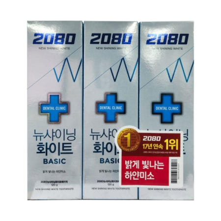 하얀치아 2080 치약 뉴 샤이닝화이트 3입 120g
