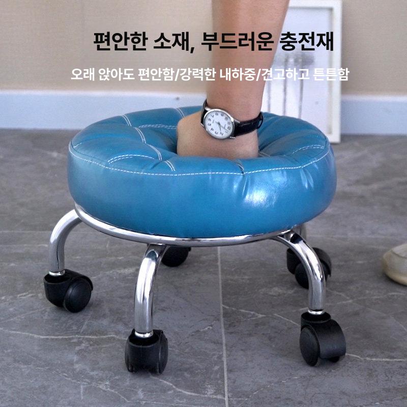 이동형 바퀴 달린 앉은뱅이 작업의자 푹신한 숏 블랙 브레드 나일론 A - 상세 이미지 4