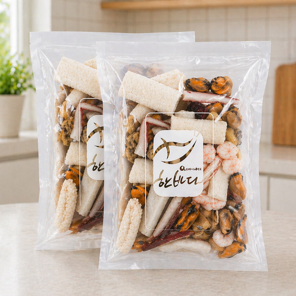 바다한끼 냉동 해물믹스 5종 500g x 2팩 (총1kg) 오징어 새우 바지락 홍합 쭈꾸미 - 상품 이미지