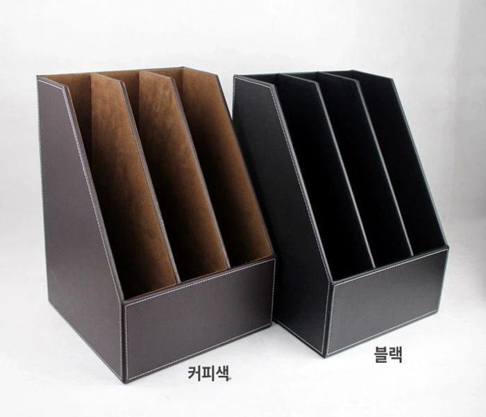 북유럽 책꽂이 가죽 모던 북엔드 서재용품 슬림형 잡지수납 사무용 오피스 레더 - 상세 이미지 5