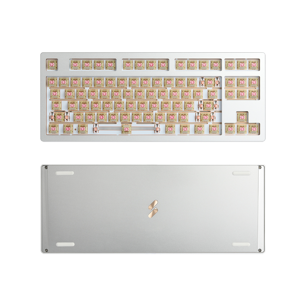 SPM AL87B 풀 알루미늄 텐키리스 TKL 핫스왑 커스텀 기계식 키보드 베어본 DIY키트 (HMX 위스퍼 핑크축) - 상품 이미지