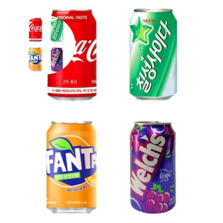 코카콜라 웰치스 코카콜라 칠성사이다 환타 오렌지 4종 각 6개입 355ml