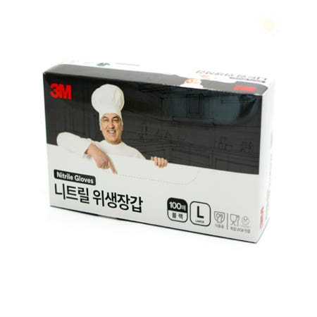 루리점빵협력사 루리점빵 3M 니트릴 위생 장갑 주방 미용 요리 블랙 L 100P 조리용장갑