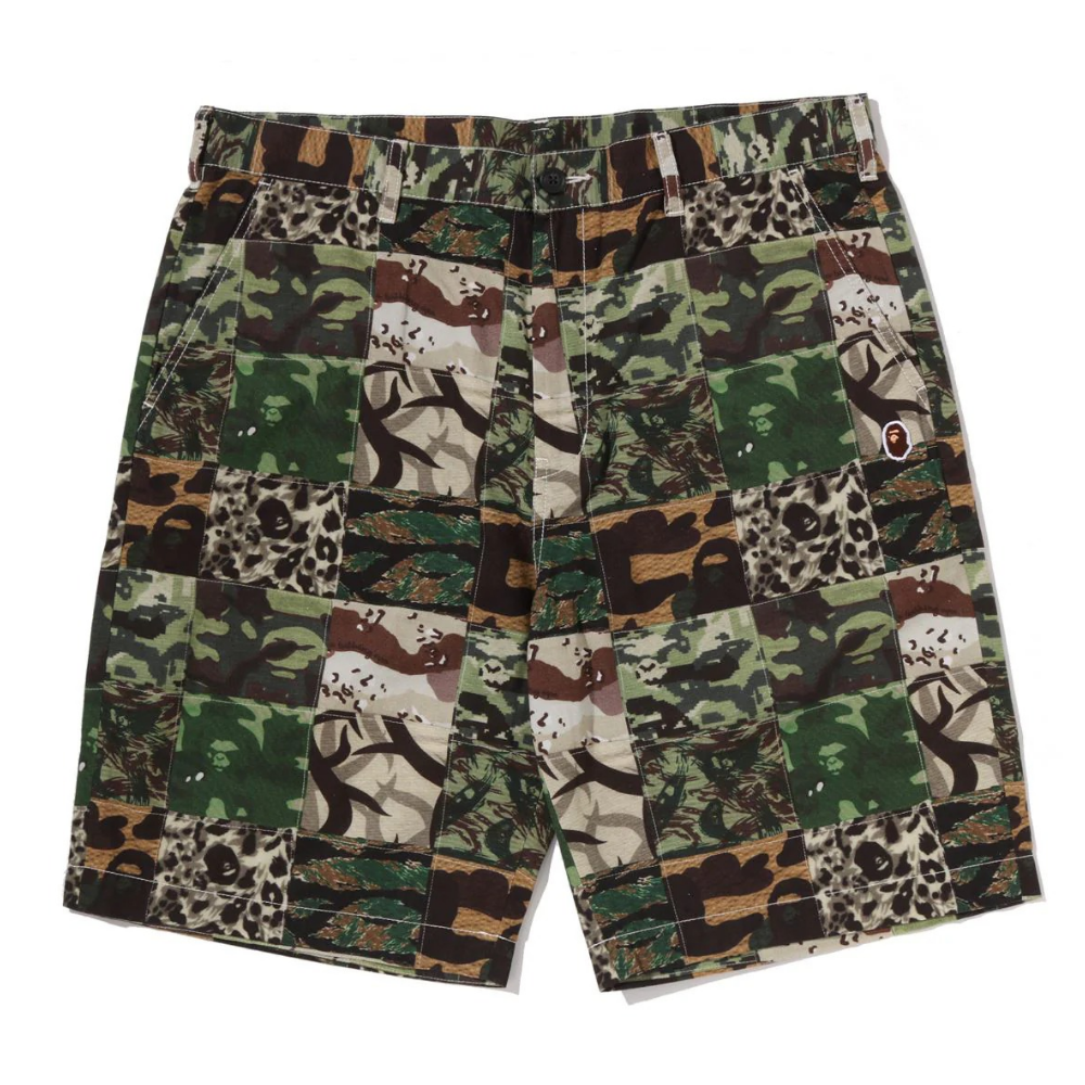 베이프 바지 CAMO PATCHWORK SHORTS 1M30-153-002 - 상품 이미지