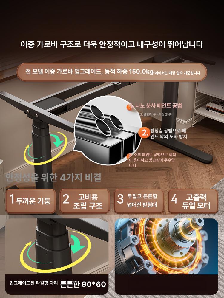 전동 스탠딩데스크 프레임 리프팅 높이조절 모션테이블 거실 전기식 - 상세 이미지 3