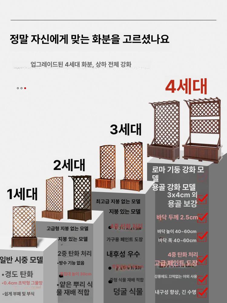 화분 파티션 카페 울타리 조경 루버 야외 풋 홈가드닝 펜스 칸막이 낮은 책장 공간분리대 - 상세 이미지 2