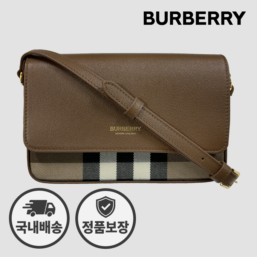 버버리 미니 크로스백 뉴 햄프셔 체크 80845001 81072701 브라운 - 상품 이미지