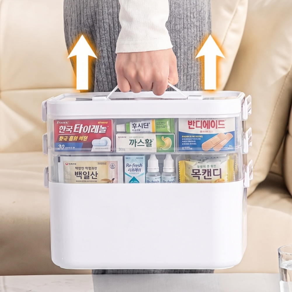 대용량 멀티 수납함 휴대용 약통 깔끔한 분리 수납 정리함 칸칸 분리형 보관함 - 상세 이미지 5
