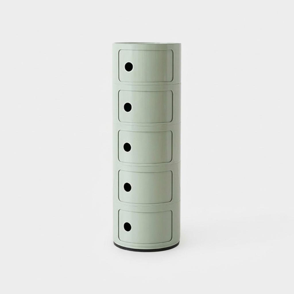 빙그리 원형 슬라이딩 수납장 320mmx945mm, 5단, 화이트 1063.7120 이미지 8